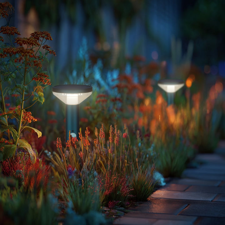 Lampe de jardin solaire LED avec capteur noir IP44 MCE465 B