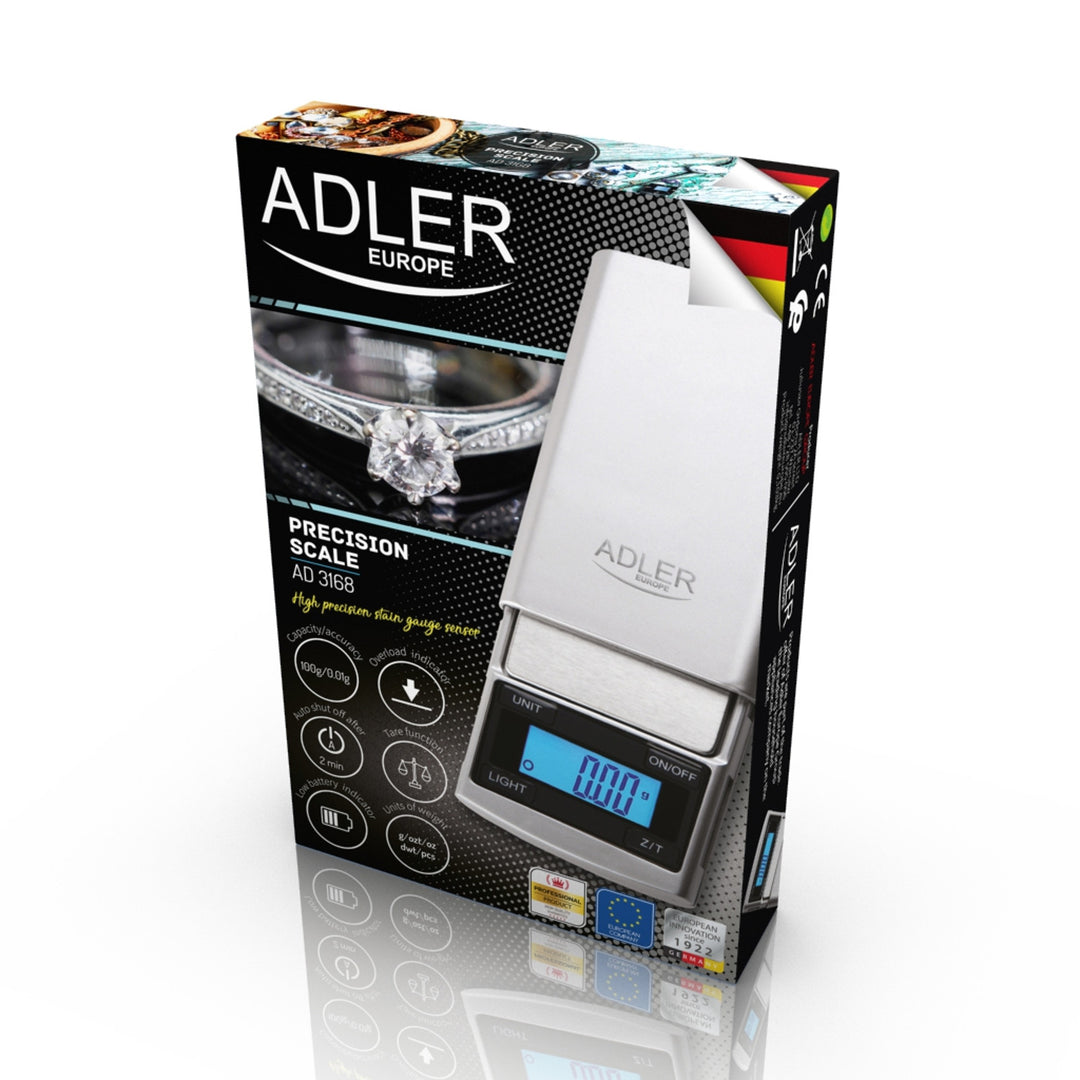 Balance de précision Adler, affichage LCD, jusqu'à 100g, AD 3168