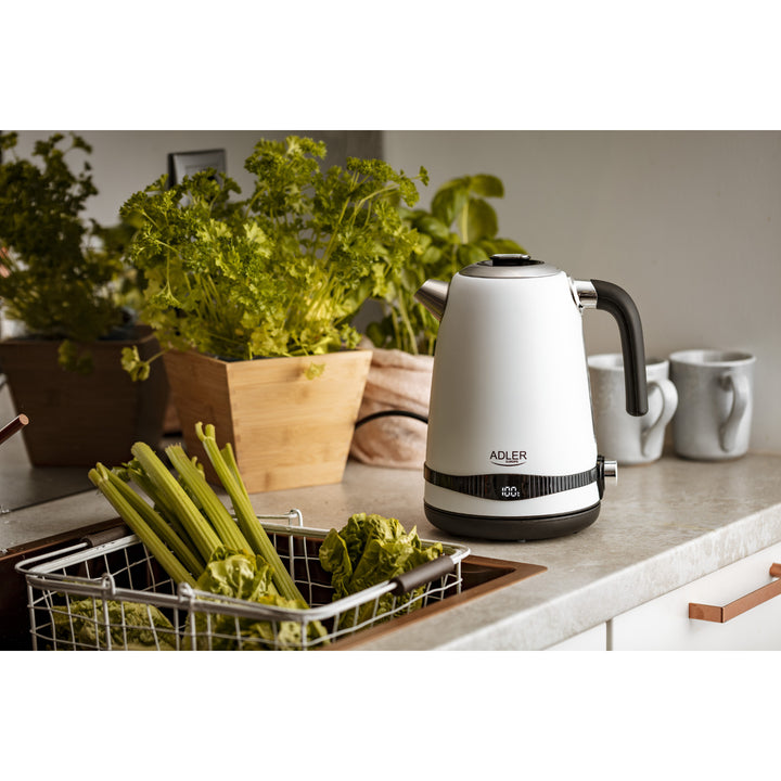Bouilloire électrique Adler, sans fil, écran LCD, 2200 W, 1,7 L, AD 1295w