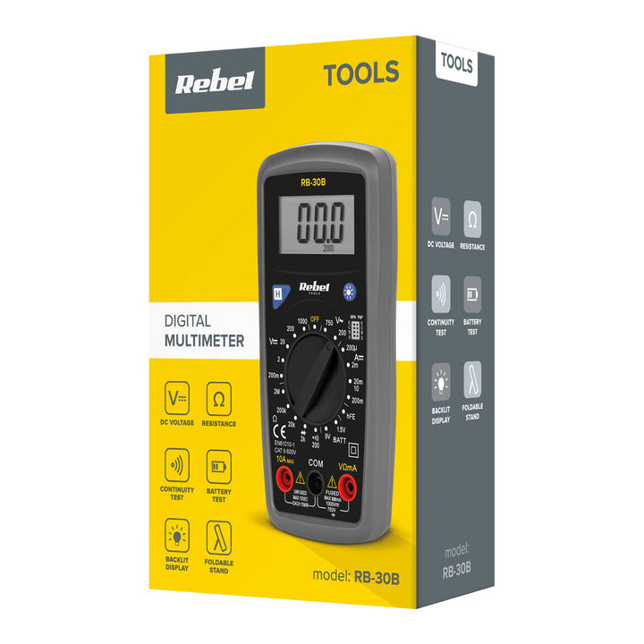 Rebel Tools RB-30B digital universal meter measuring cables