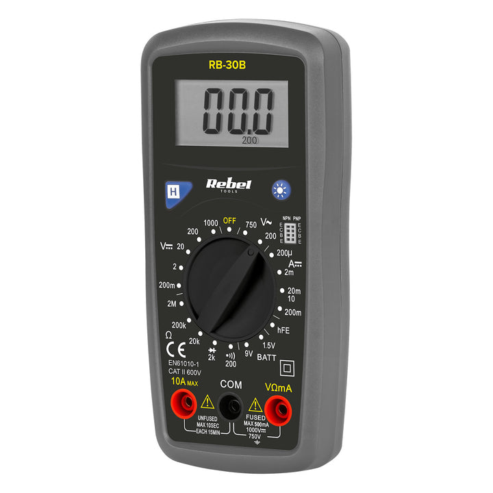 Rebel Tools RB-30B digital universal meter measuring cables