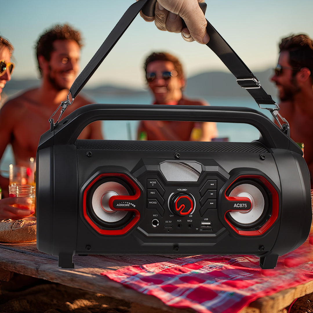 Haut-parleur portable Audiocore bazooka, bluetooth 5.0, radio FM, micro carte, SDIPX4, 2000mAh, AC875