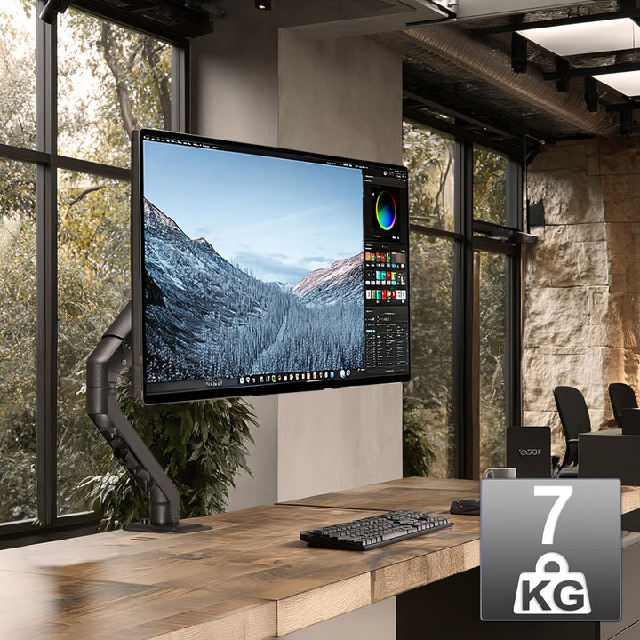 Support de bureau universel pour moniteur Maclean, vérin à gaz 17"-27" 7kg, VESA 75x75,100x100, MC-906niteur pivotant pivotant inclinable pivotant VESA 75x75 100x100 jusqu'à 12kg