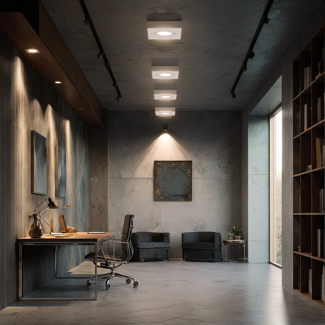 Maclean MCE464 W Plafonnier spot pour sources lumineuses MR16/GU10 blanc 94x94x32 mm carré alu