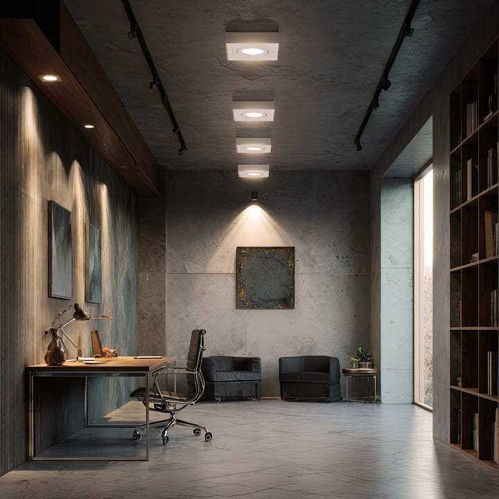 Maclean MCE464 W Plafonnier spot pour sources lumineuses MR16/GU10 blanc 94x94x32 mm carré alu