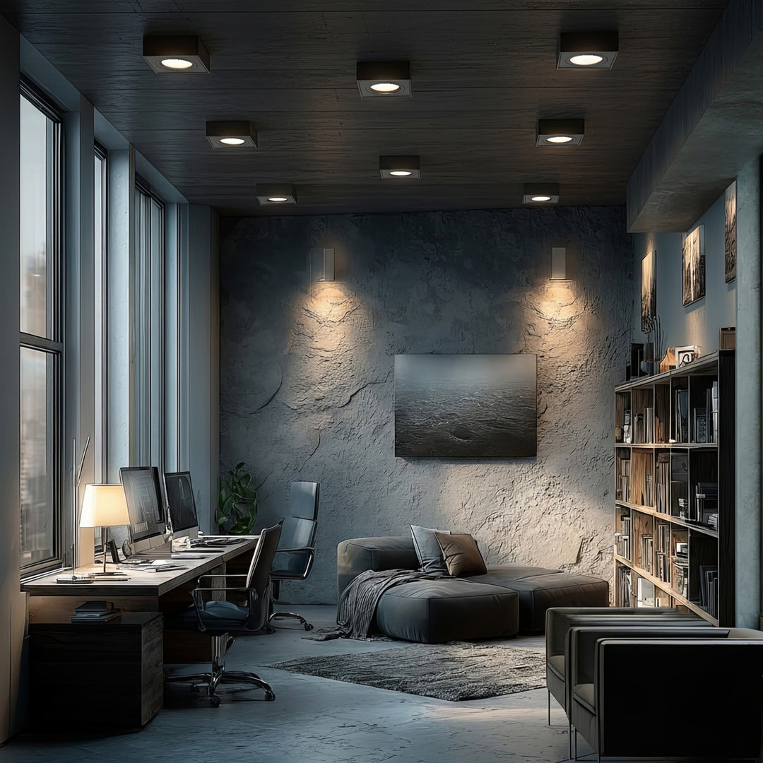 Maclean MCE464 B Plafonnier spot pour sources lumineuses MR16/GU10 noir 94x94x32 mm carré aluminium