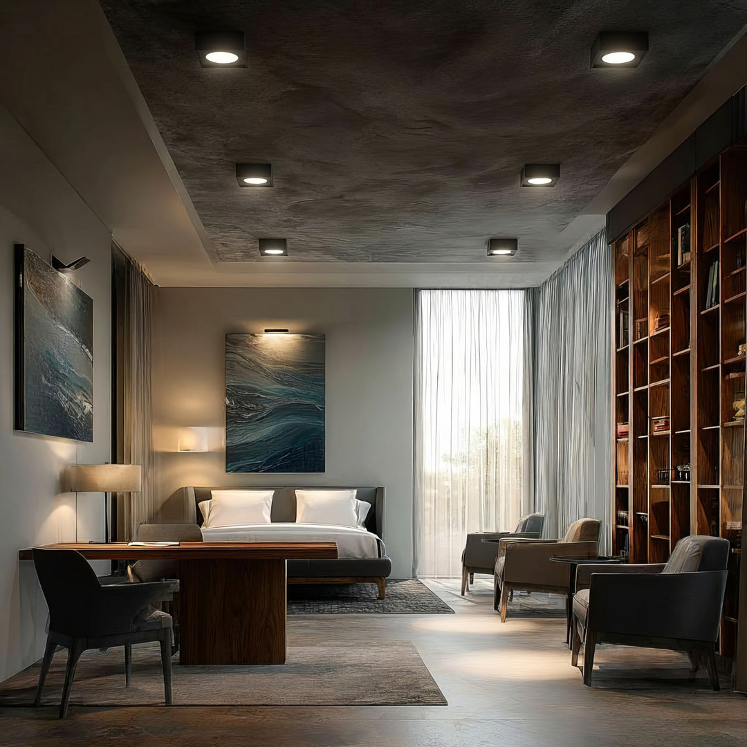 Maclean MCE464 B Plafonnier spot pour sources lumineuses MR16/GU10 noir 94x94x32 mm carré aluminium