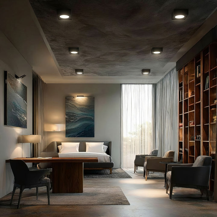 Maclean MCE464 B Plafonnier spot pour sources lumineuses MR16/GU10 noir 94x94x32 mm carré aluminium