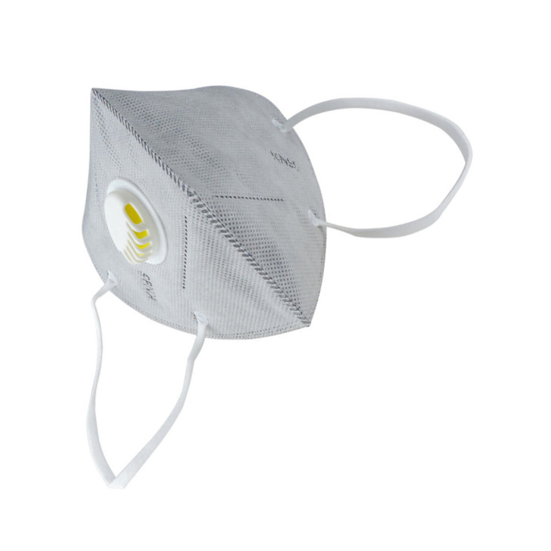 Masque filtrant KN95 gris avec valve - 5 couches de non-tissé polypropylène