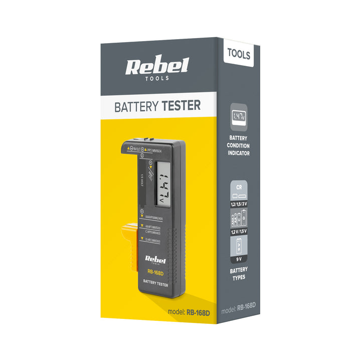 Testeur de piles numérique REBEL 9 V, AAA, AA, C, D, RB-168D