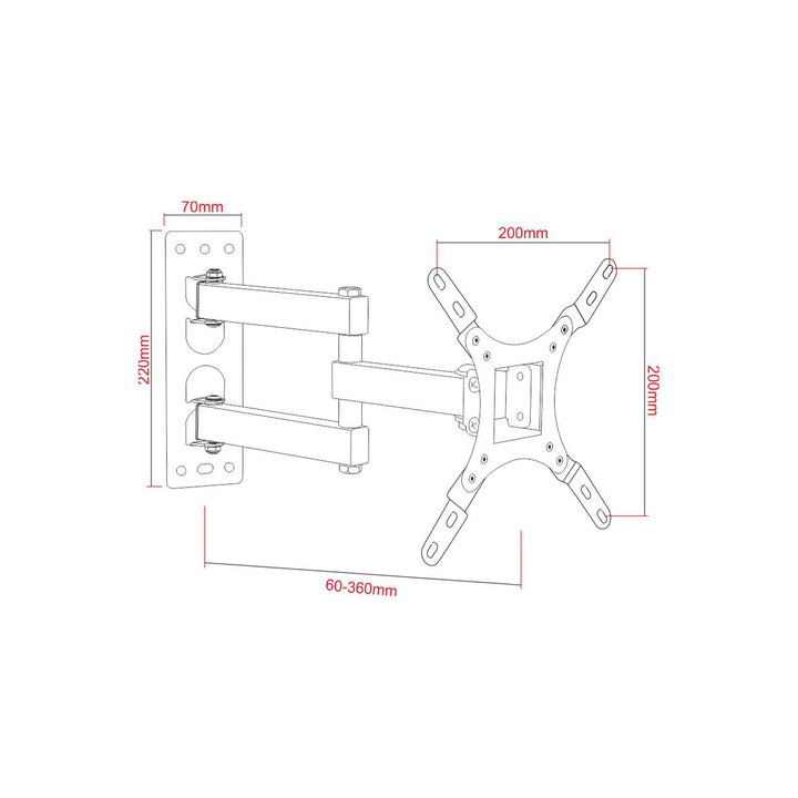 ART Support TV, 17-42'', 25kg, noir, VESA 200x200, AR-57A