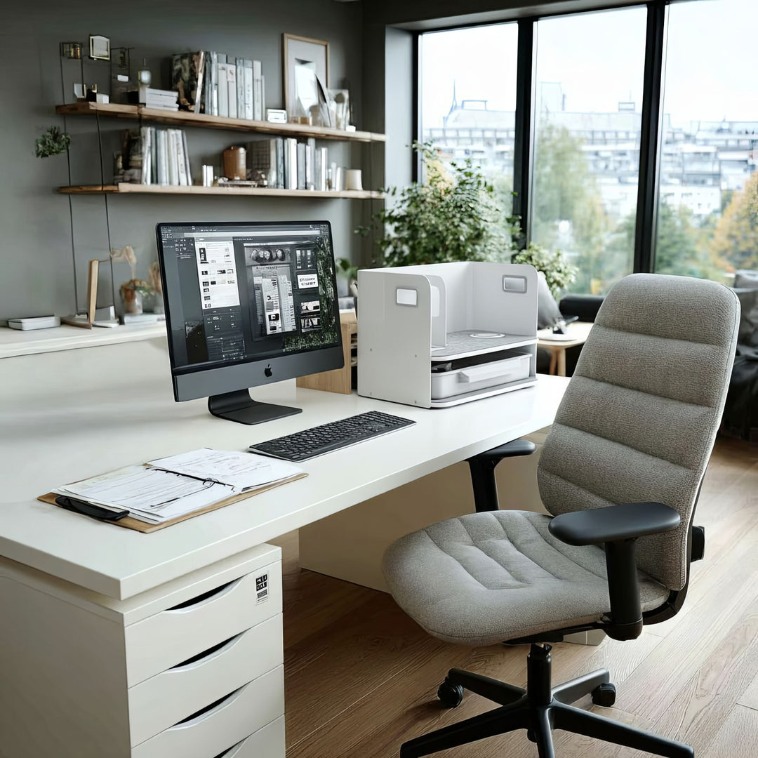 Organiseur de bureau avec tiroir et chargeur sans fil Ergo Office, blanc, max. 10kg, ER-441