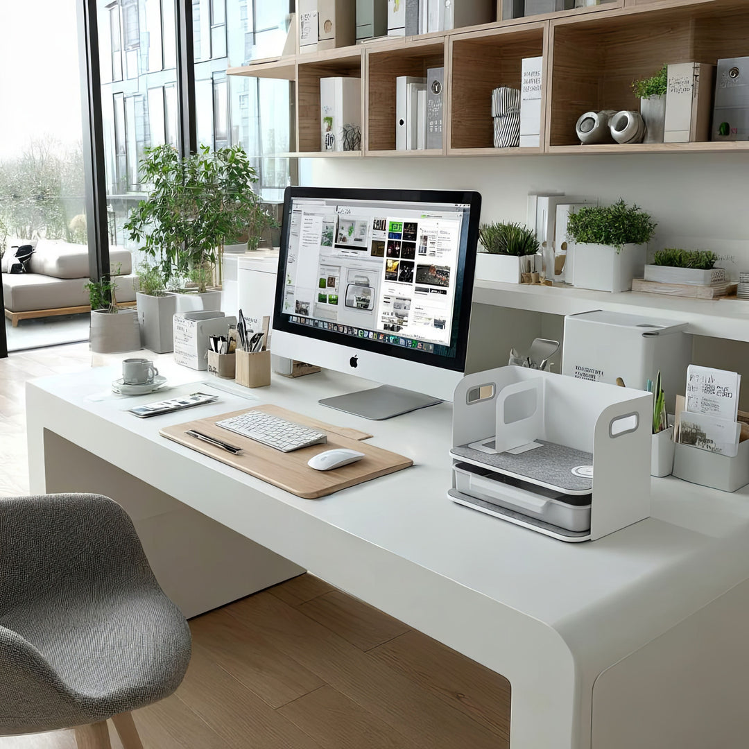 Organiseur de bureau avec tiroir et chargeur sans fil Ergo Office, blanc, max. 10kg, ER-441