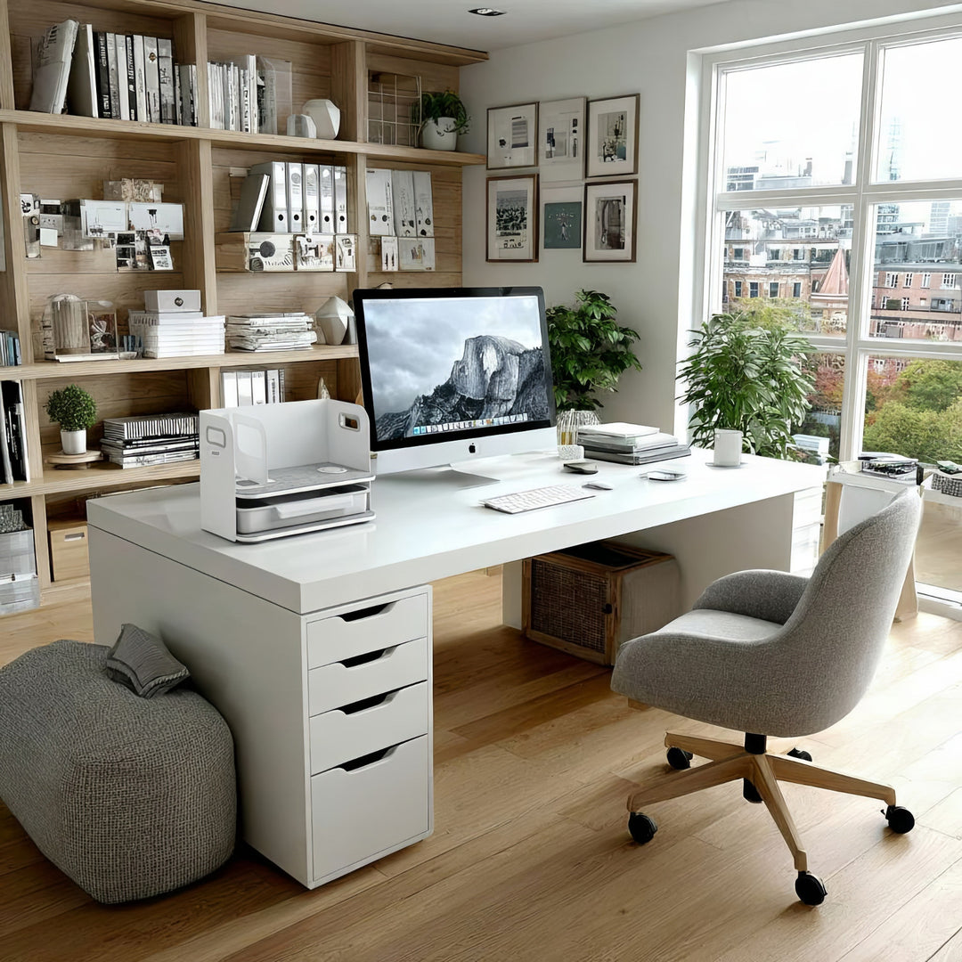 Organiseur de bureau avec tiroir et chargeur sans fil Ergo Office, blanc, max. 10kg, ER-441