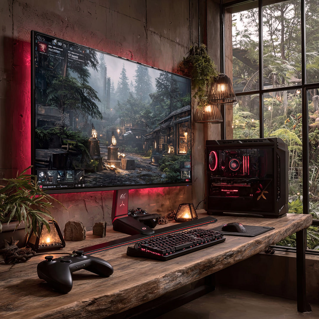 NanoRS RS167 Support pour moniteur de jeu réglable en hauteur LED RVB, 32-55" max VESA 400x400 max. 40kg,