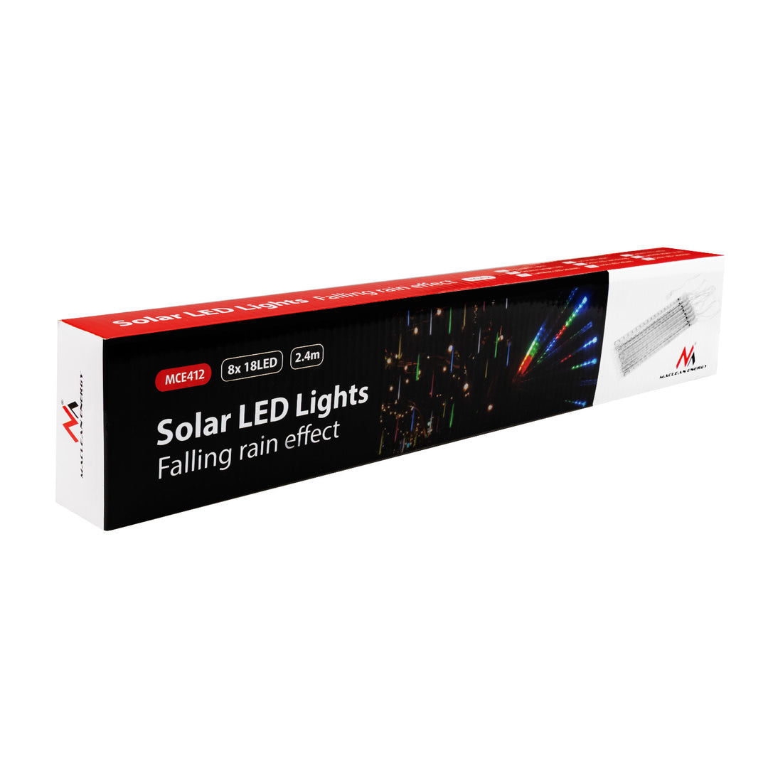 Maclean MCE411 Lumières solaires à Led 2.4m, 144 LEDs, batterie Li 800mAh, glaçons tombants