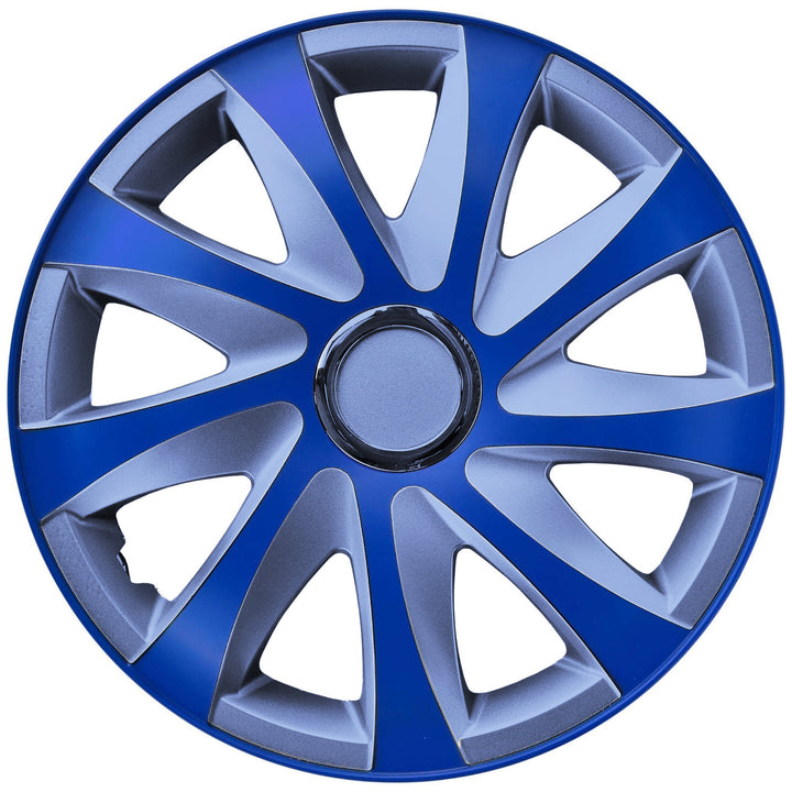 NRM Kit d'enjoliveurs de roues 14" argent et bleu 4 PCS Set ABS Universel