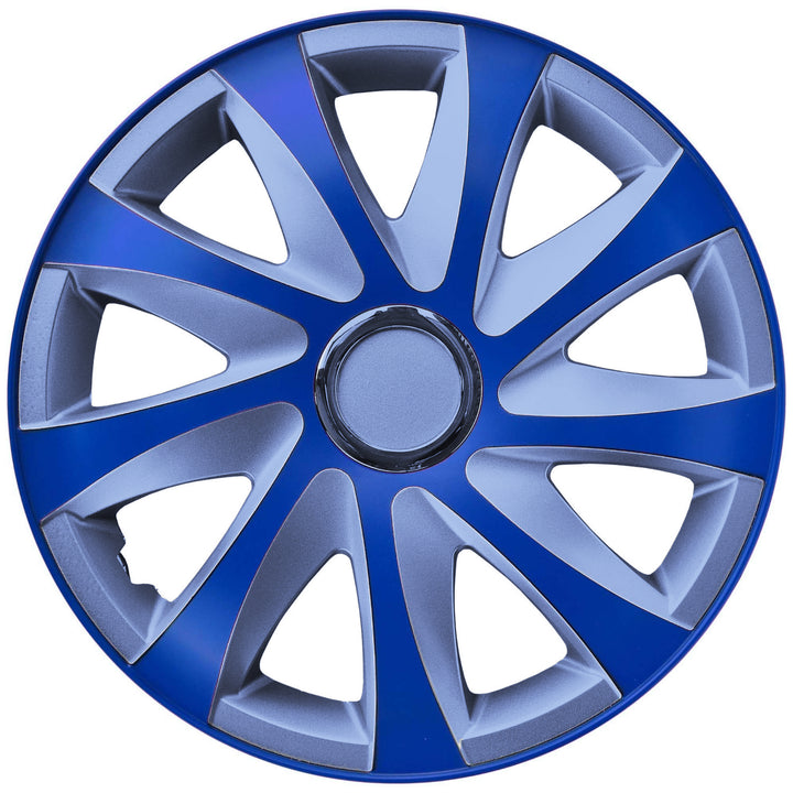 NRM Kit d'enjoliveurs de roues 15" argent et bleu 4 PCS Set ABS Universel