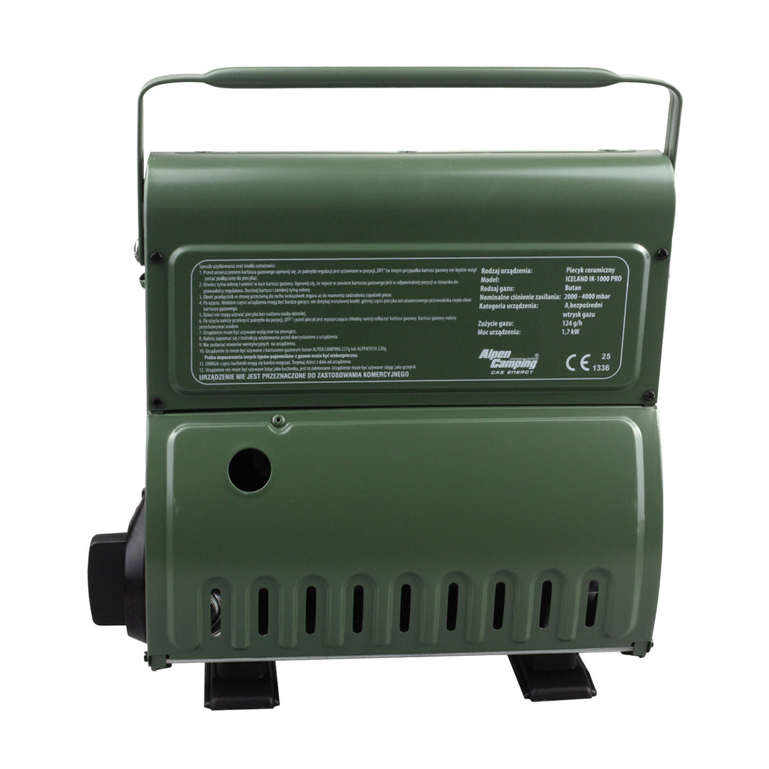 Chauffage à gaz portable Alpen Camping, consommation de gaz 124g/h, allumage piézo, IK-1000 PRO, ISLANDE