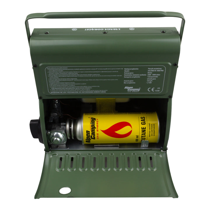 Chauffage à gaz portable Alpen Camping, consommation de gaz 124g/h, allumage piézo, IK-1000 PRO, ISLANDE