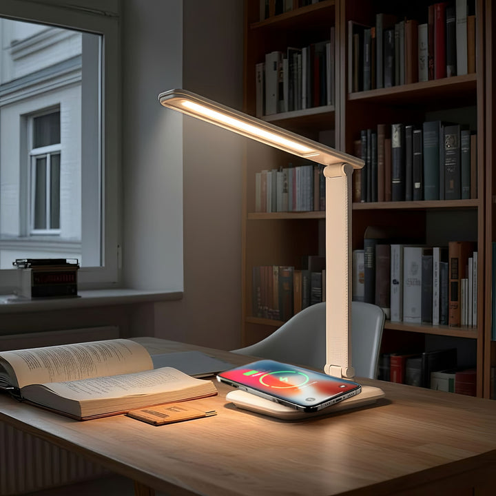 Lampe de bureau LED à intensité variable Lampe de bureau 9W avec chargeur Qi à induction