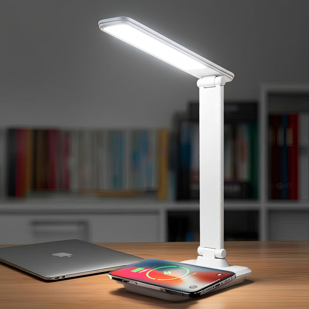 Lampe de bureau LED à intensité variable Lampe de bureau 9W avec chargeur Qi à induction