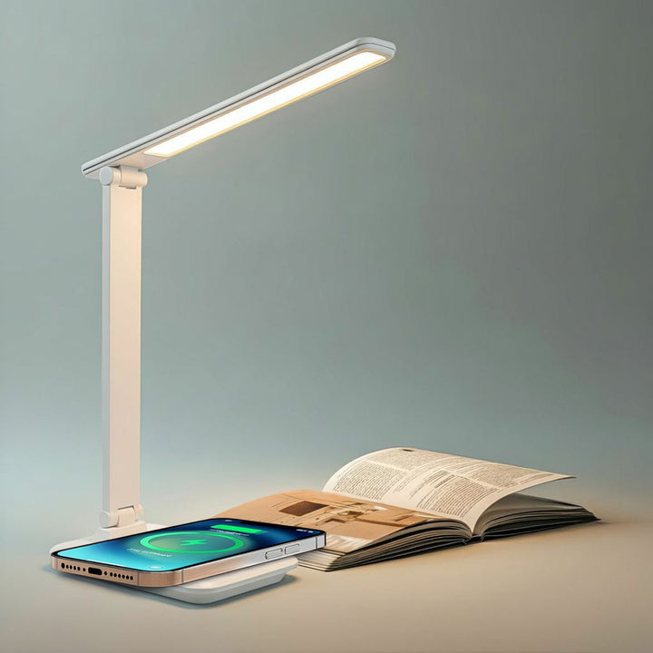Lampe de bureau LED à intensité variable Lampe de bureau 9W avec chargeur Qi à induction
