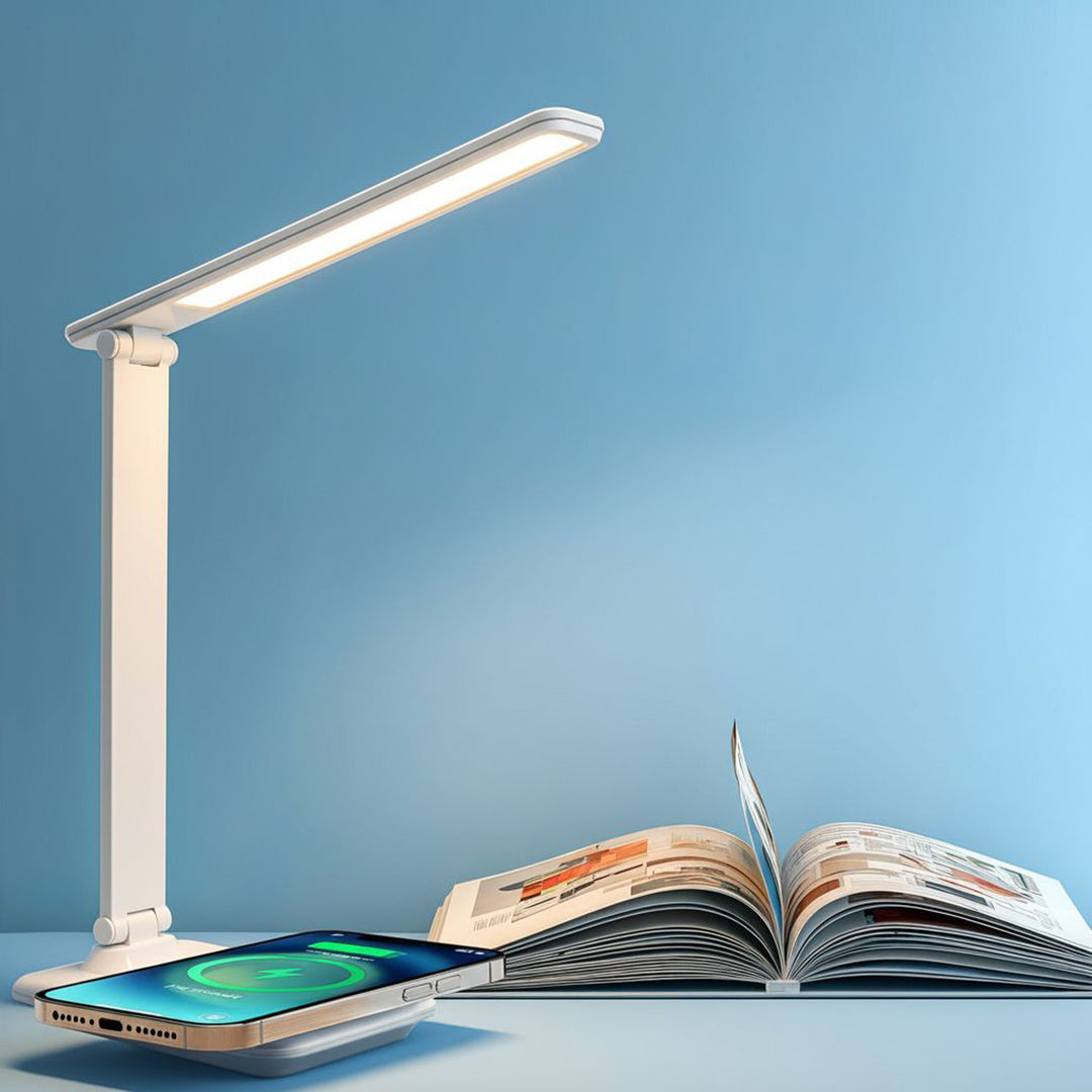 Lampe de bureau LED à intensité variable Lampe de bureau 9W avec chargeur Qi à induction
