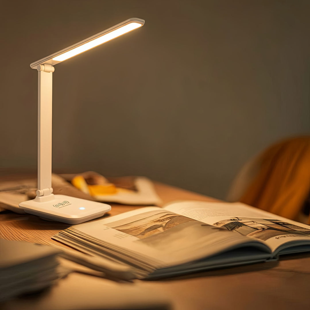 Lampe de bureau LED à intensité variable Lampe de bureau 9W avec chargeur Qi à induction