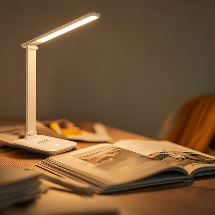 Lampe de bureau LED à intensité variable Lampe de bureau 9W avec chargeur Qi à induction