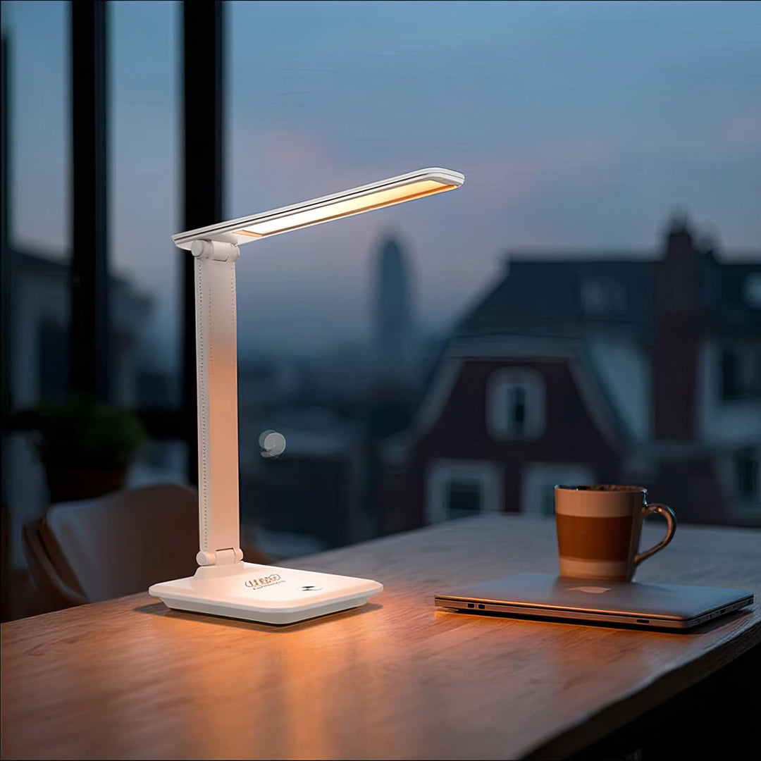 Lampe de bureau LED à intensité variable Lampe de bureau 9W avec chargeur Qi à induction