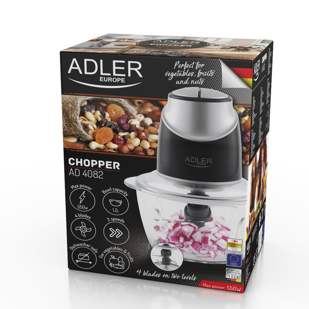 Hachoir avec bol en verre Adler AD 4082 300W lames en acier inoxydable