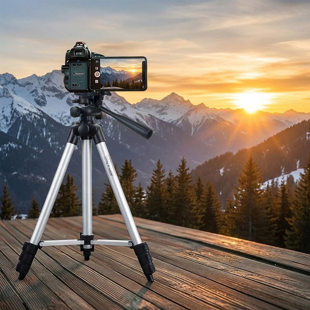 Trépied universel 1/4" Maclean, pour appareils photo, caméscopes, smartphones, lampes annulaires max. 1050mm, max.2kg, MC-164