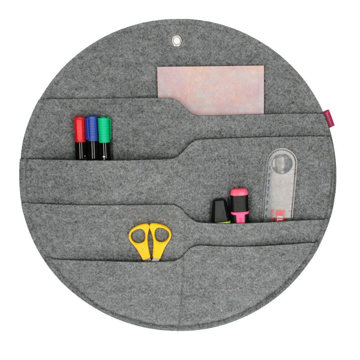 Organisateur mural en feutre Bertoni Cercle XL diamètre 45 cm - gris, 4 poches