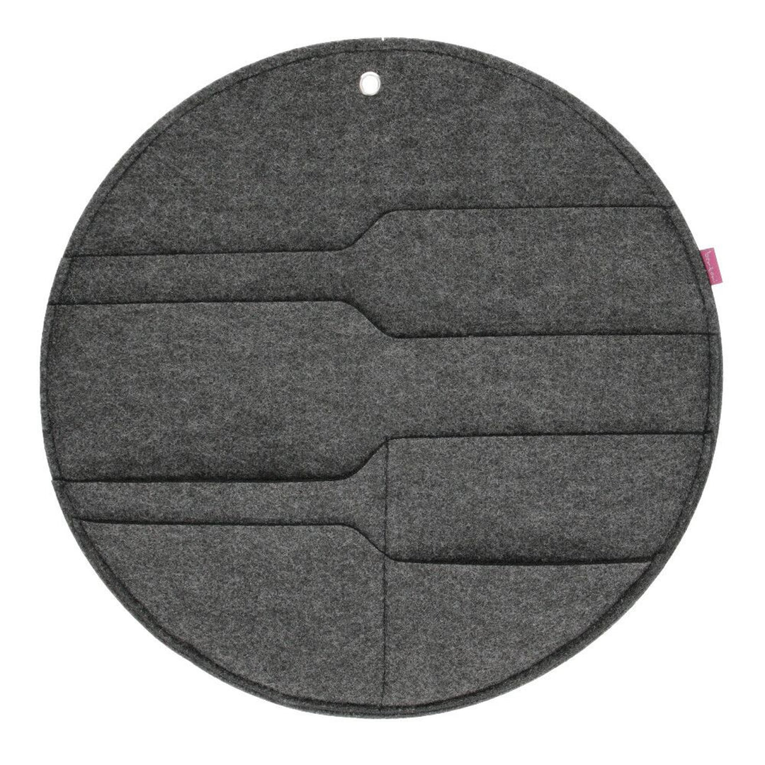 Organisateur mural en feutre Bertoni Cercle L diamètre 35 cm - anthracite, 4 poches
