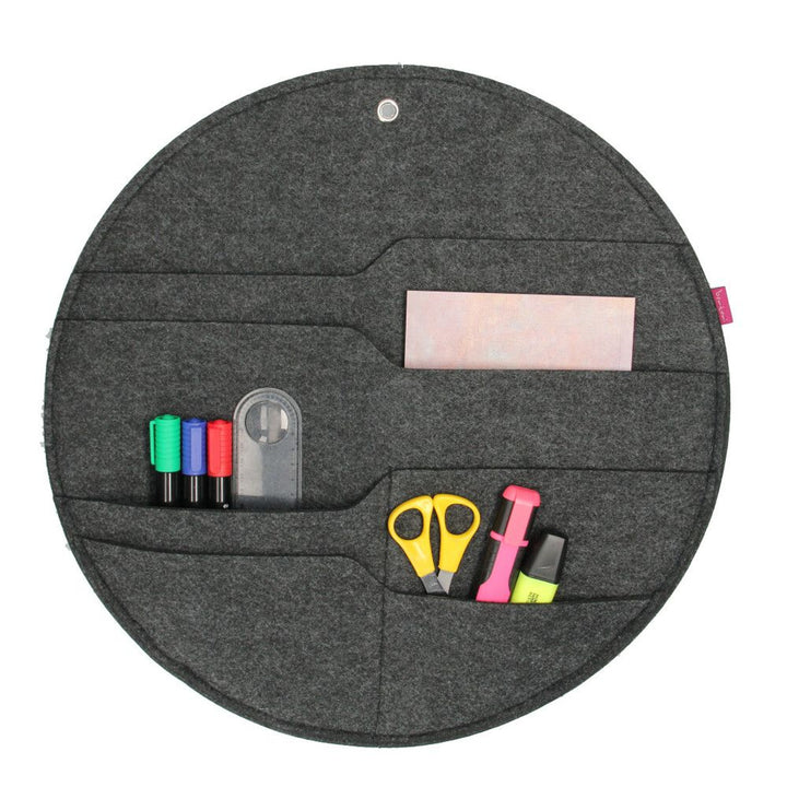 Organisateur mural en feutre Bertoni Cercle L diamètre 35 cm - anthracite, 4 poches