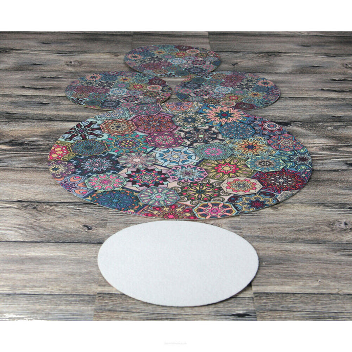 Set de tapis de table en feutre rond 1 + 4 - VALENCIA