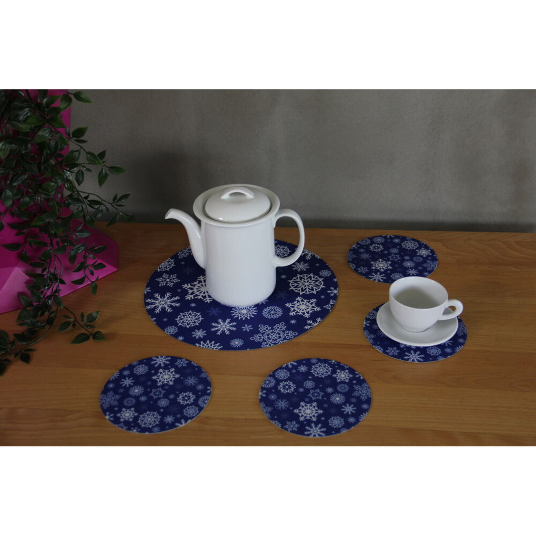 Set de sets de table ronds en feutre 1 + 4 - SNOW