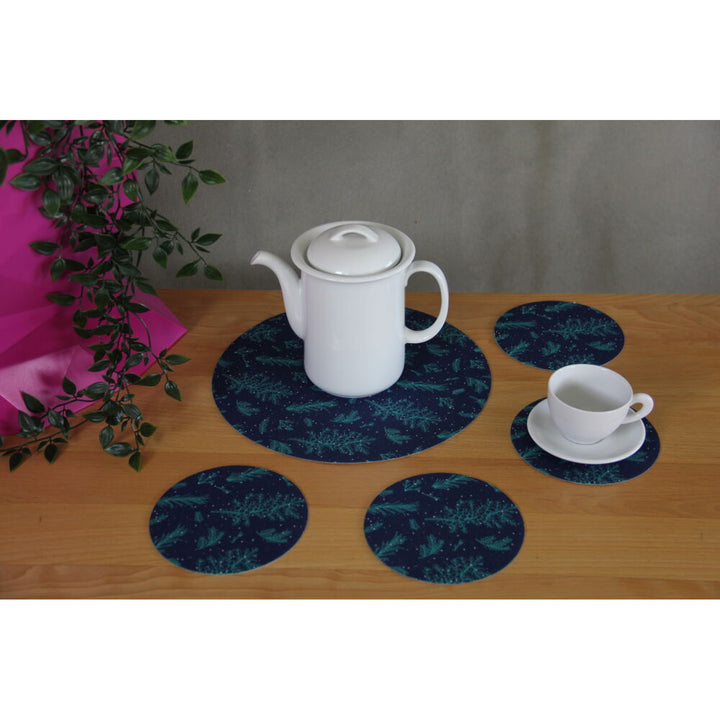 Set de sets de table ronds en feutre 1 + 4 - JUNIPER