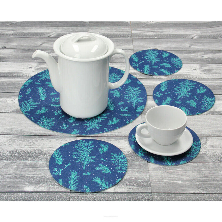 Set de sets de table ronds en feutre 1 + 4 - JUNIPER