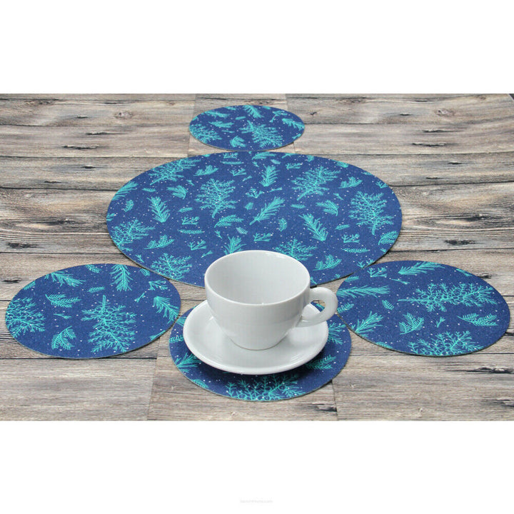 Set de sets de table ronds en feutre 1 + 4 - JUNIPER
