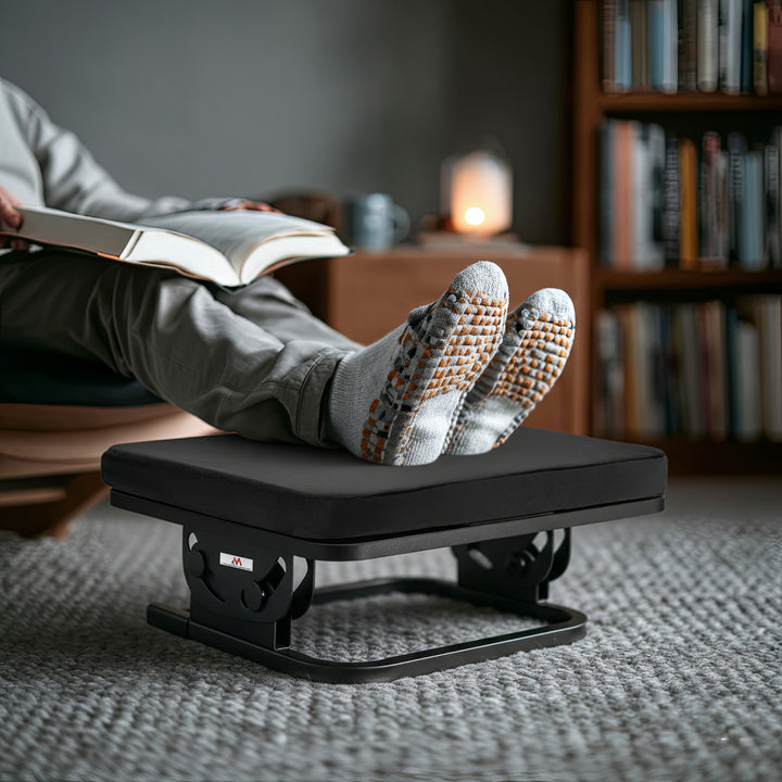 Repose-pieds ergonomique Maclean, repose-jambes, angle réglable en continu, coussin amovible, MC-460