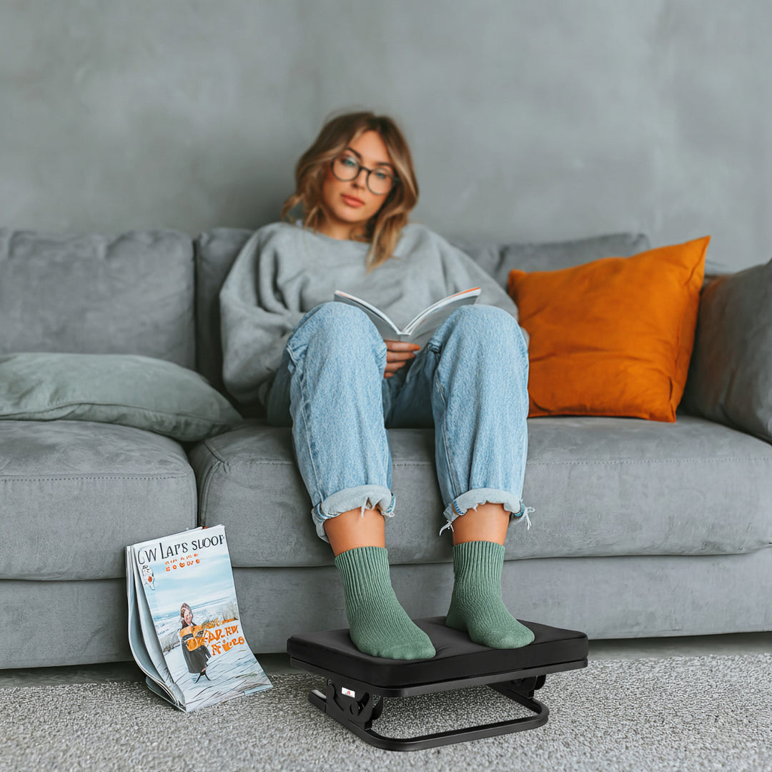 Repose-pieds ergonomique Maclean, repose-jambes, angle réglable en continu, coussin amovible, MC-460