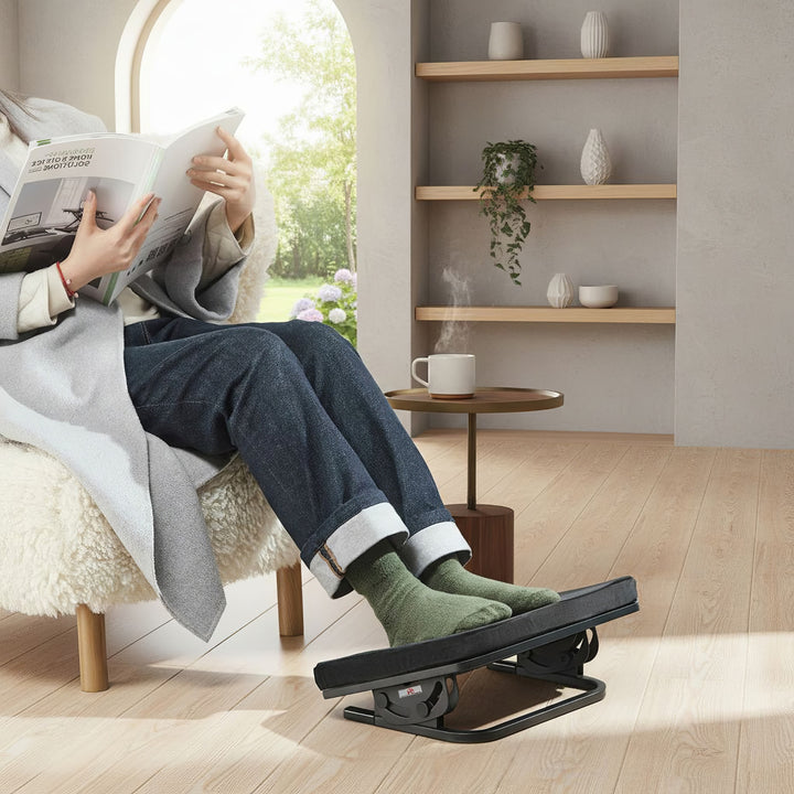 Repose-pieds ergonomique Maclean, repose-jambes, angle réglable en continu, coussin amovible, MC-460