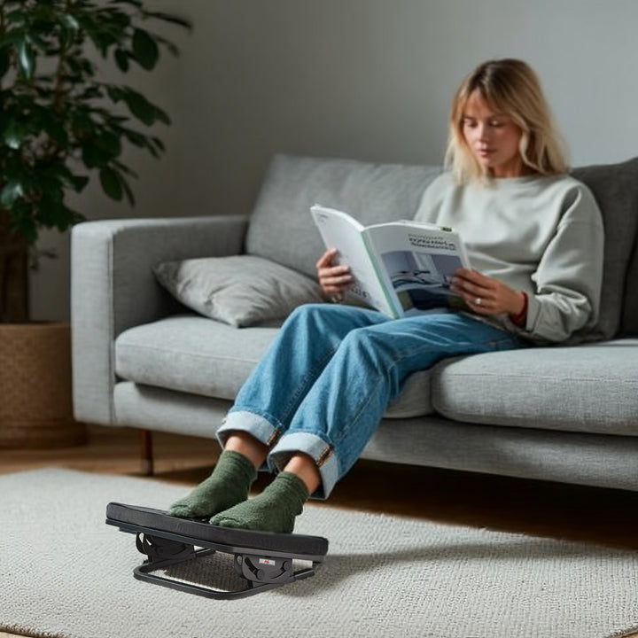 Repose-pieds ergonomique Maclean, repose-jambes, angle réglable en continu, coussin amovible, MC-460