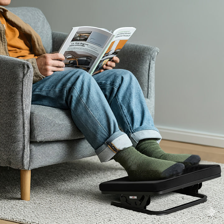 Repose-pieds ergonomique Maclean, repose-jambes, angle réglable en continu, coussin amovible, MC-460