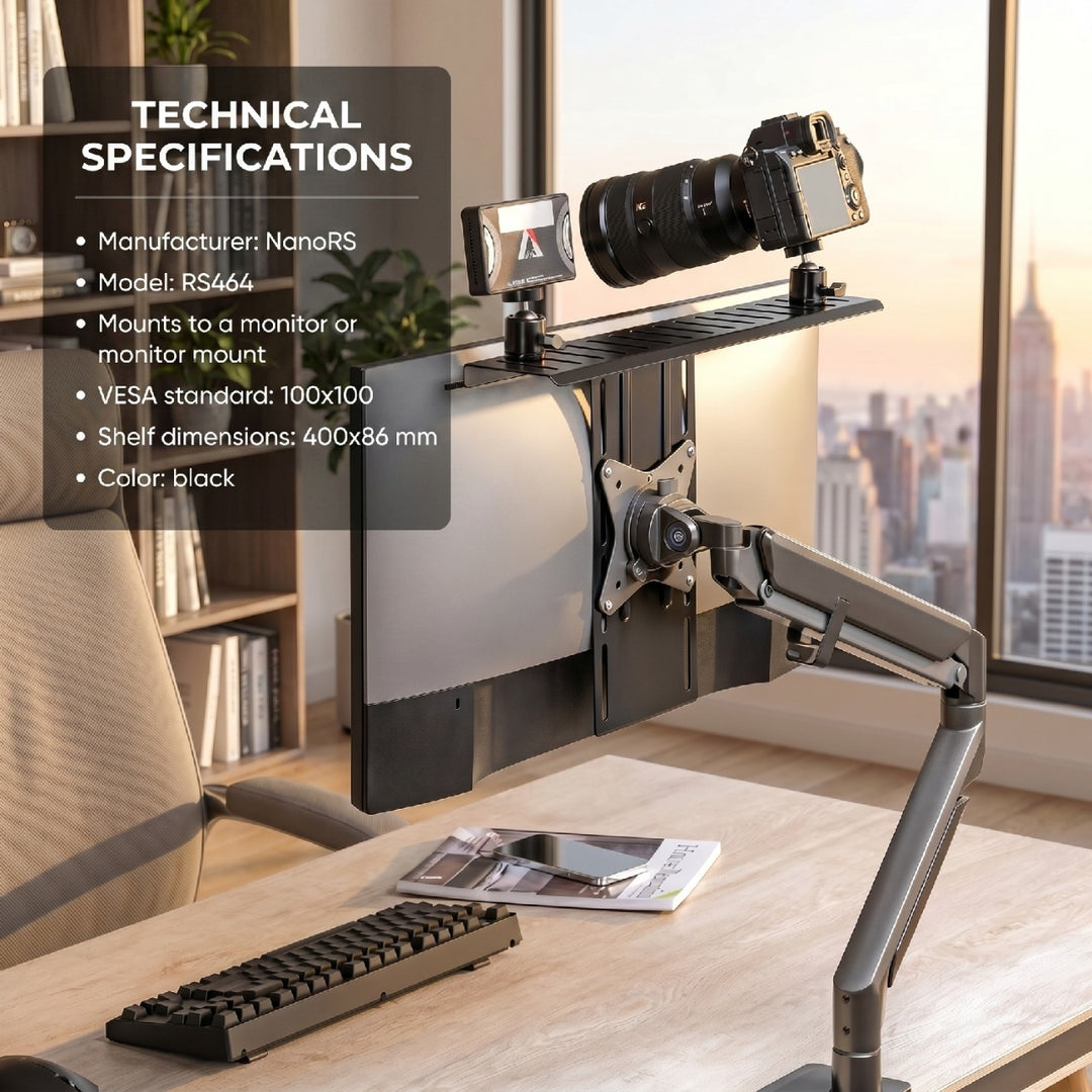Support / étagère pour appareil photo / caméscope / illuminateur All-In-One NanoRS, YouTube, VESA 100x100, RS464