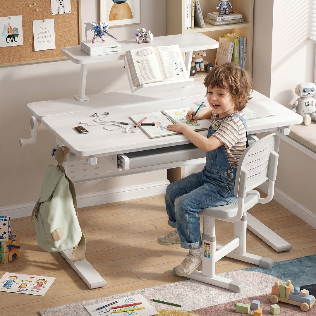 Ergo Office ER-483 Bureau pour enfants  réglable en hauteur, gris, max 40kg, 900x600 mm,