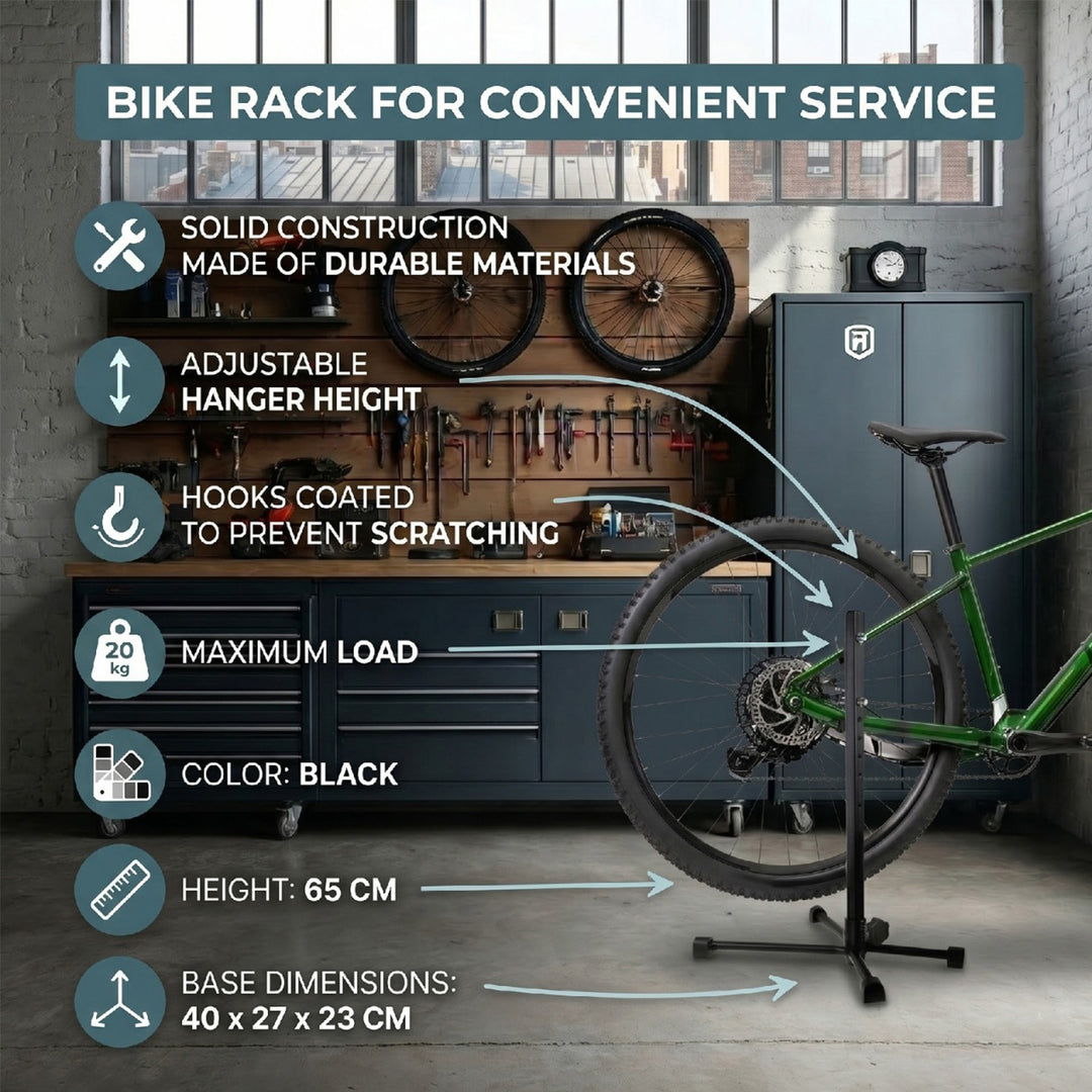 Maclean MC-434 Poignée de service pour vélo acier charge max. 20 kg convient aux vélos MTB avec des roues jusqu'à 27,5"