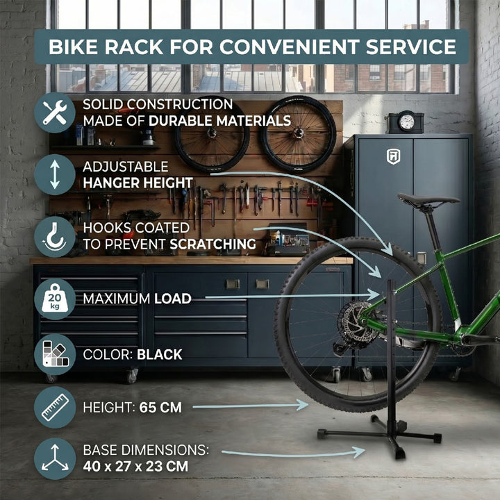 Maclean MC-434 Poignée de service pour vélo acier charge max. 20 kg convient aux vélos MTB avec des roues jusqu'à 27,5"